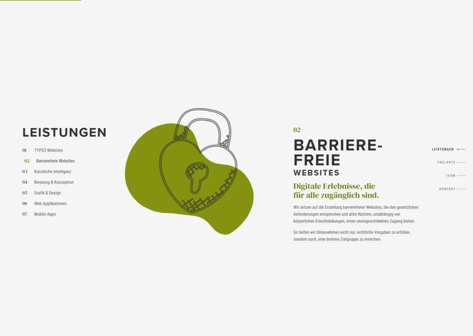 screenshot der der Barrierefreiheits-Sektion