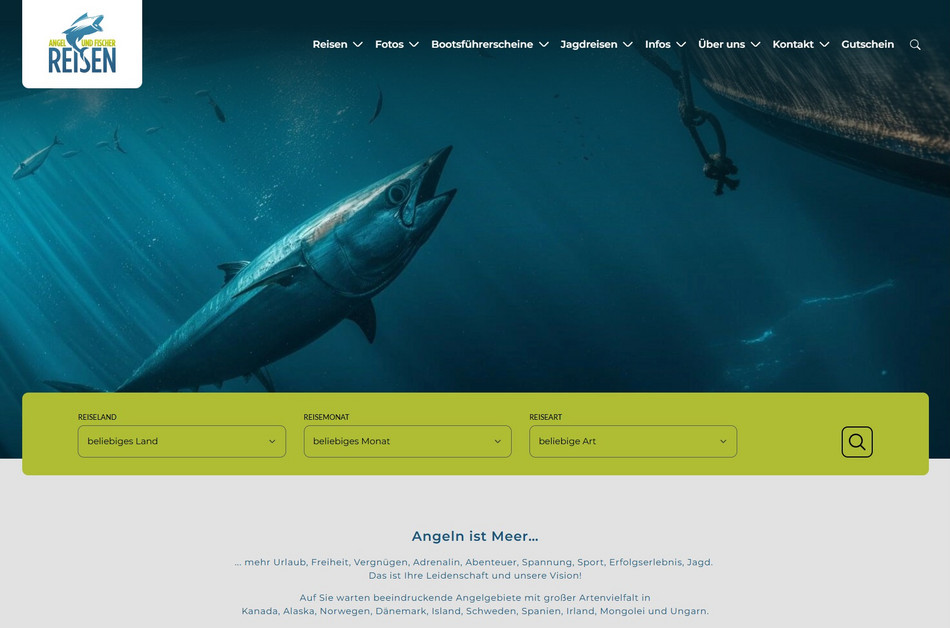 Angel-Fischerreisen Website Screenshot