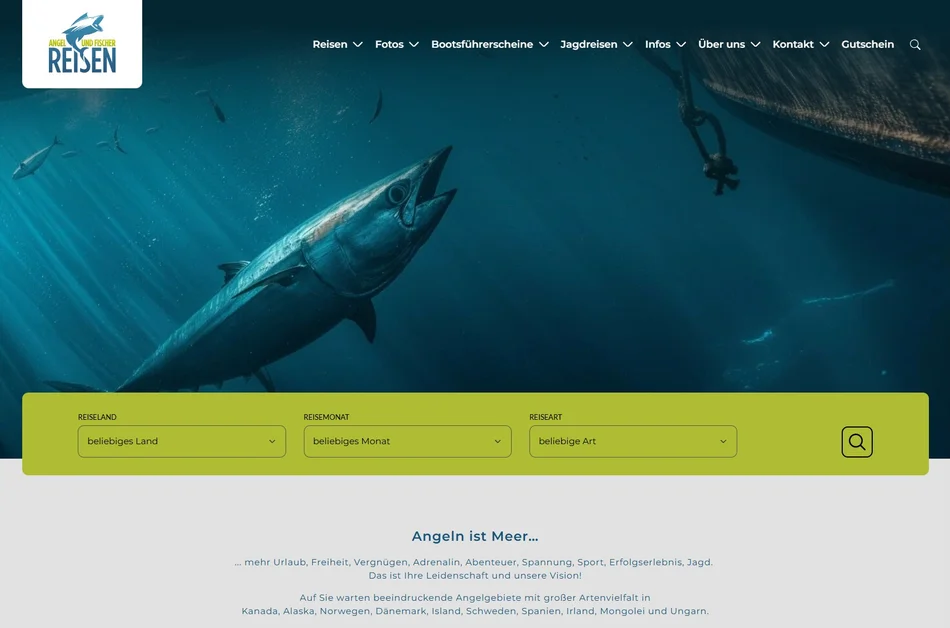 Angel-Fischerreisen Website Screenshot