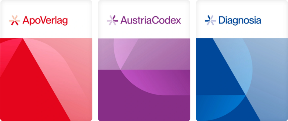 Screenshot der drei Marken ApoVerlag, AustriaCodex und Diagnosia